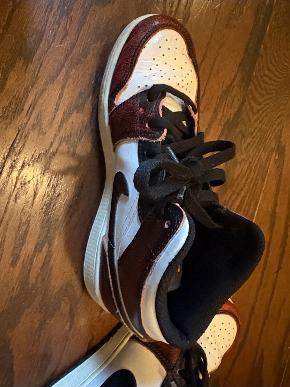 Jordan Kids Metallic Red, White & Black High-Top Sneakers
